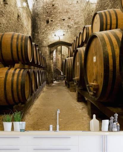 Wine Barrels in the old Cellar Wallpaper Mural