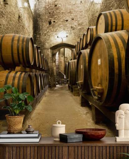 Wine Barrels in the old Cellar Wallpaper Mural Wine Barrels in the old Cellar Wallpaper Mural