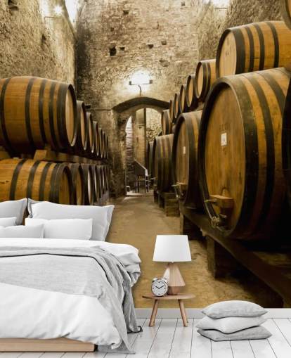 Wine Barrels in the old Cellar Wallpaper Mural