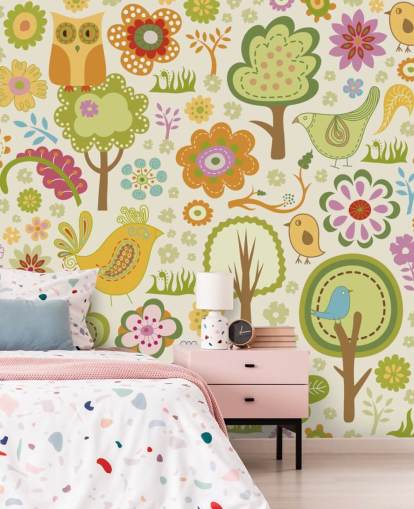 Papel de parede bonito dos pássaros coloridos