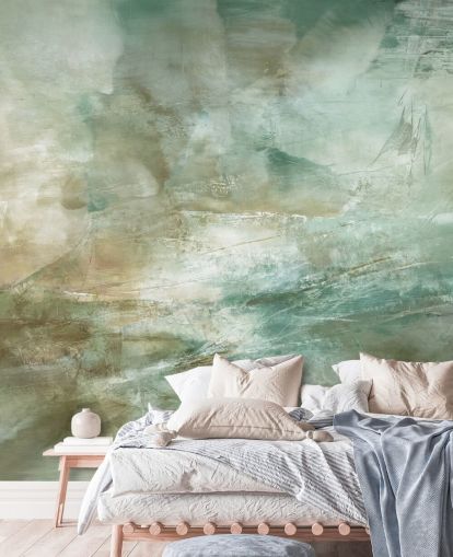 green abstract mural called A Fading Structure of Light by Annette Schmucker green abstract mural called A Fading Structure of Light by Annette Schmucker