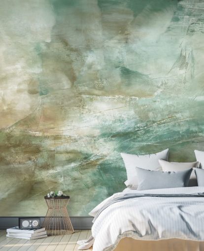 mural abstrato verde chamado A Fading Structure of Light, de Annette Schmucker mural abstrato verde chamado A Fading Structure of Light, de Annette Schmucker