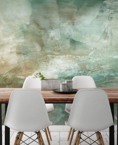 mural abstracto verde llamado A Fading Structure of Light de Annette Schmucker