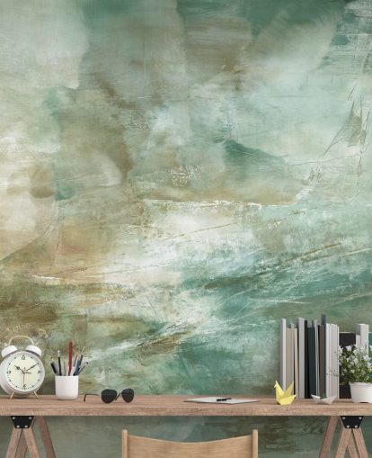 grünes abstraktes Wandbild mit dem Titel A Fading Structure of Light von Annette Schmucker grünes abstraktes Wandbild mit dem Titel A Fading Structure of Light von Annette Schmucker