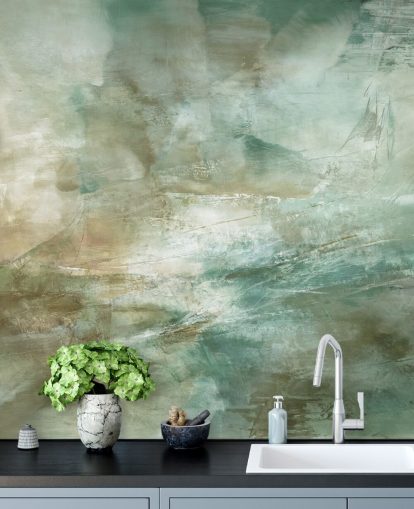 green abstract mural called A Fading Structure of Light by Annette Schmucker green abstract mural called A Fading Structure of Light by Annette Schmucker