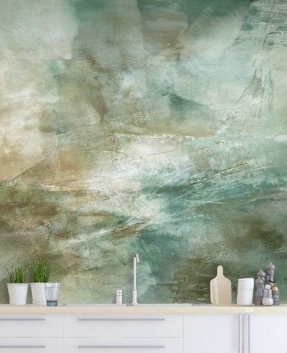 mural abstracto verde llamado A Fading Structure of Light de Annette Schmucker