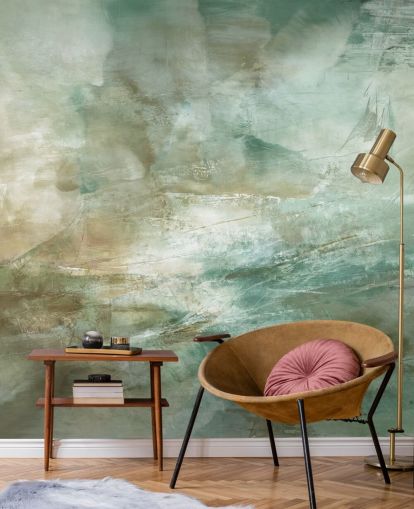 murale astratto verde chiamato A Fading Structure of Light di Annette Schmucker