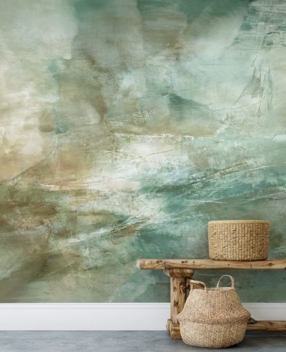 peinture murale abstraite verte intitulée A Fading Structure of Light par Annette Schmucker