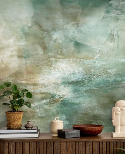 murale astratto verde chiamato A Fading Structure of Light di Annette Schmucker murale astratto verde chiamato A Fading Structure of Light di Annette Schmucker
