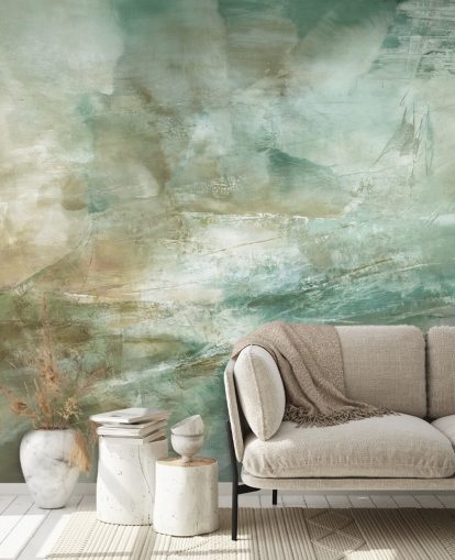 mural abstracto verde llamado A Fading Structure of Light de Annette Schmucker