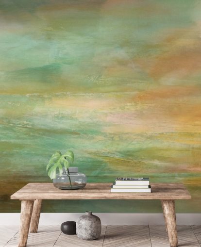 oransje og blå panoramisk abstrakt veggmaleri kalt Auric Horizon Panoramic fra Annette Schmucker oransje og blå panoramisk abstrakt veggmaleri kalt Auric Horizon Panoramic fra Annette Schmucker