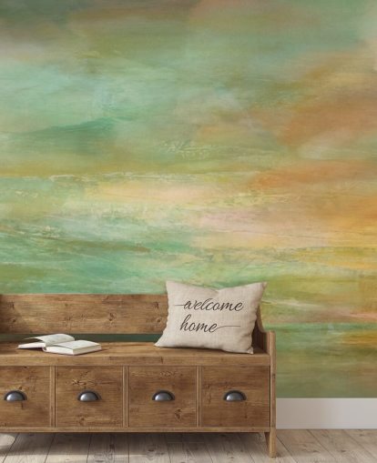 orange and blue panoramic abstract mural called Auric Horizon Panoramic from Annette Schmucker orange and blue panoramic abstract mural called Auric Horizon Panoramic from Annette Schmucker