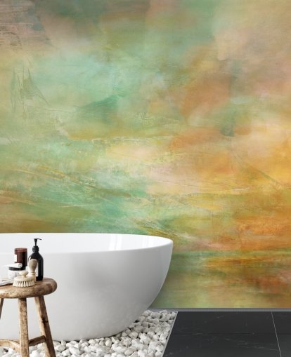 orange and blue abstract mural called Auric Horizon from Annette Schmucker
