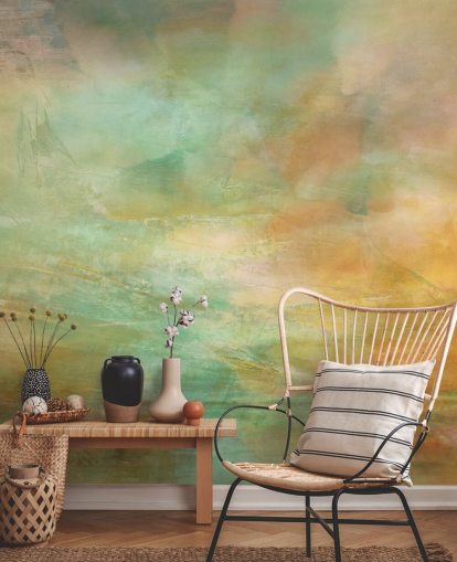 orange and blue abstract mural called Auric Horizon from Annette Schmucker