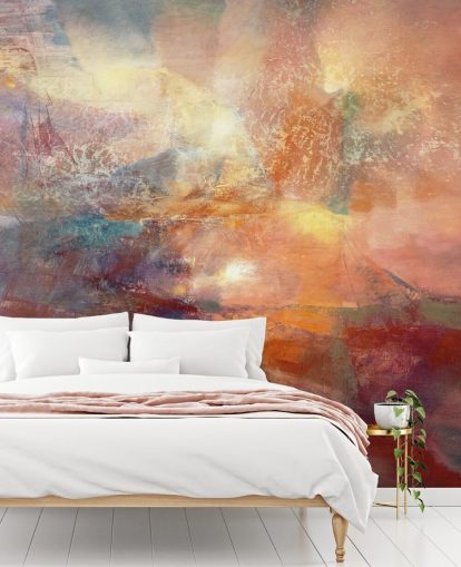 mural abstrato laranja e vermelho chamado Cores of Burning Amber de Annette Schmucker mural abstrato laranja e vermelho chamado Cores of Burning Amber de Annette Schmucker