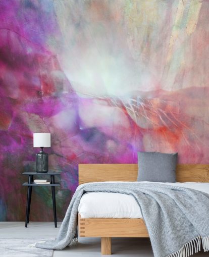 tilpassbar rosa abstrakt veggmaleri kalt Drifting Pink Composition fra Annette Schmucker for soverom