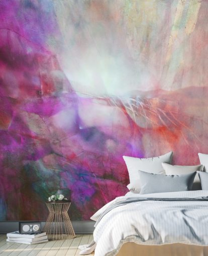 customizable pink abstract mural called Drifting Pink Composition from Annette Schmucker for bedrooms