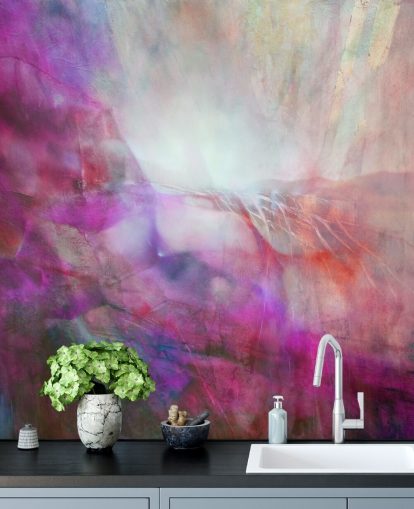 customisable pink abstract mural called Drifting Pink Composition from Annette Schmucker for bedrooms