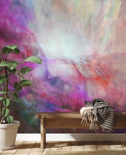 aanpasbare roze abstracte muurschildering genaamd Drifting Pink Composition van Annette Schmucker voor slaapkamers aanpasbare roze abstracte muurschildering genaamd Drifting Pink Composition van Annette Schmucker voor slaapkamers