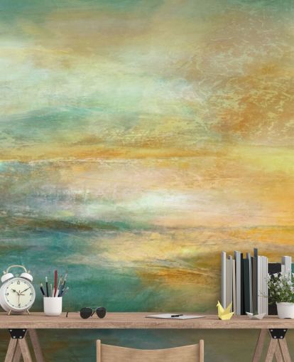 custom orange and blue abstract panoramic mural called Ember of Evening Panoramic from Annette Schmucker custom orange and blue abstract panoramic mural called Ember of Evening Panoramic from Annette Schmucker