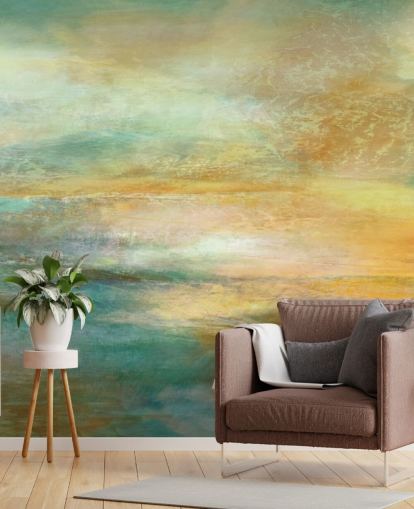 mural panorámico abstracto naranja y azul personalizado llamado Ember of Evening Panoramic de Annette Schmucker mural panorámico abstracto naranja y azul personalizado llamado Ember of Evening Panoramic de Annette Schmucker