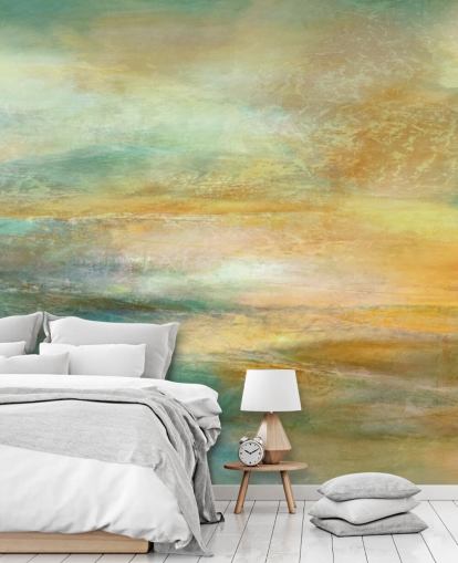 custom orange and blue abstract panoramic mural called Ember of Evening Panoramic from Annette Schmucker custom orange and blue abstract panoramic mural called Ember of Evening Panoramic from Annette Schmucker