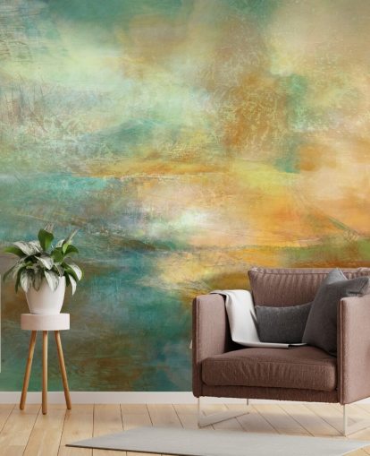 mural abstrato personalizável chamado Ember of Evening de Annette Schmucker para quartos e salas de estar