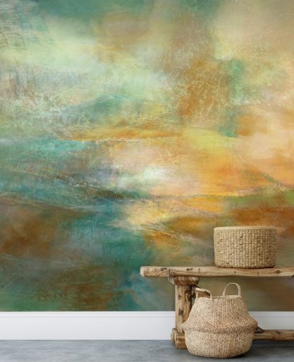 customisable abstract mural called Ember of Evening by Annette Schmucker for bedrooms and living rooms