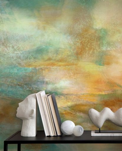 peinture murale abstraite personnalisable appelée Ember of Evening par Annette Schmucker pour les chambres et les salons