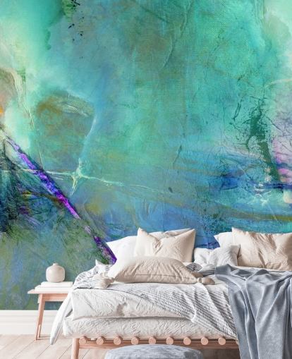customizable blue abstract mural called Flying Away into the Distance by Annette Schmucker customizable blue abstract mural called Flying Away into the Distance by Annette Schmucker