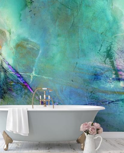 customisable blue abstract mural called Flying Away into the Distance by Annette Schmucker customisable blue abstract mural called Flying Away into the Distance by Annette Schmucker