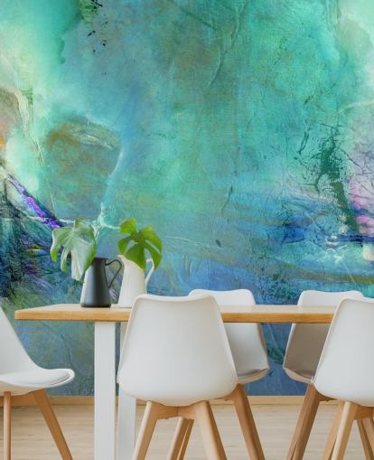 customisable blue abstract mural called Flying Away into the Distance by Annette Schmucker customisable blue abstract mural called Flying Away into the Distance by Annette Schmucker