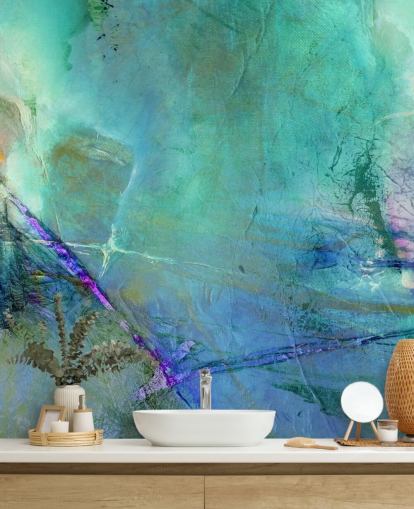 customisable blue abstract mural called Flying Away into the Distance by Annette Schmucker customisable blue abstract mural called Flying Away into the Distance by Annette Schmucker