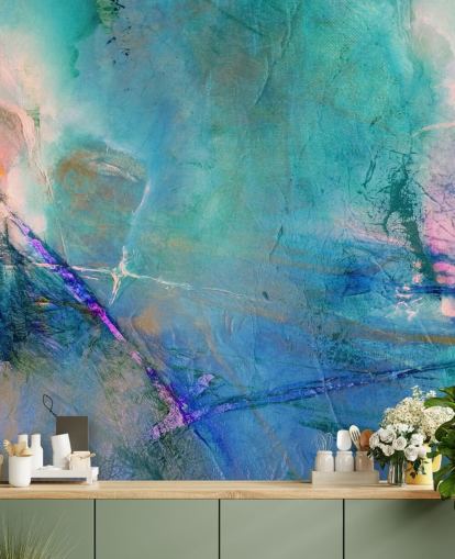 mural abstracto personalizable llamado Flying Away Rose de Annette Schmucker