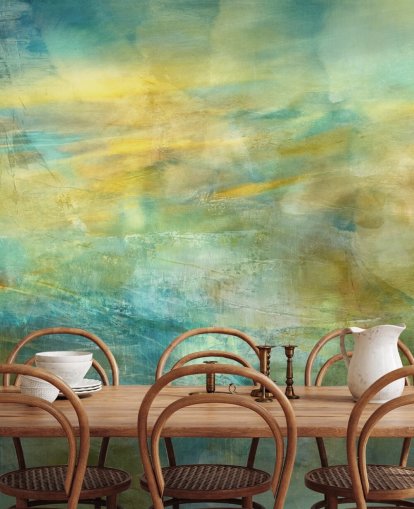 customizable abstract mural called Green and Blue in Golden Glow from artist Annette Schmucker customizable abstract mural called Green and Blue in Golden Glow from artist Annette Schmucker