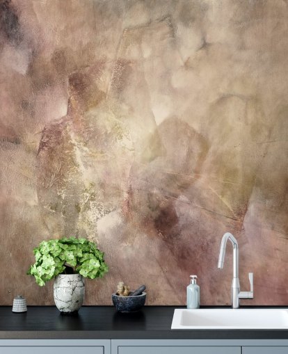 pink and brown abstract mural called La Vie En Rose by Annette Schmucker pink and brown abstract mural called La Vie En Rose by Annette Schmucker