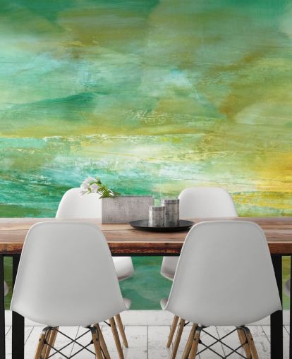 mural abstrato verde e amarelo personalizável chamado Melody in Lime and Lemon Panoramic mural abstrato verde e amarelo personalizável chamado Melody in Lime and Lemon Panoramic