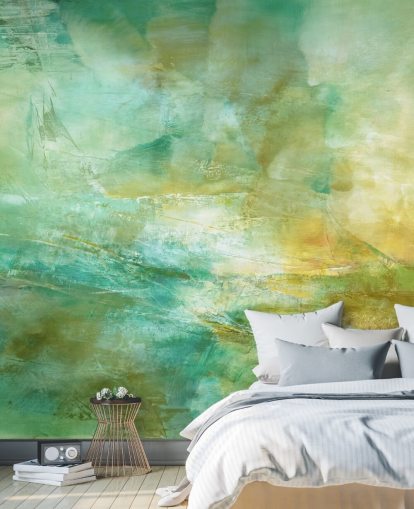 green and yellow custom abstract mural called Melody in Lime and Lemon from Annette Schmucker green and yellow custom abstract mural called Melody in Lime and Lemon from Annette Schmucker