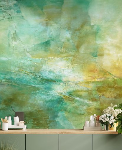 green and yellow custom abstract mural called Melody in Lime and Lemon from Annette Schmucker