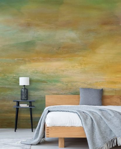 aanpasbare abstracte muurschildering genaamd Where Golden Light Wanders Panoramic van Annette Schmucker aanpasbare abstracte muurschildering genaamd Where Golden Light Wanders Panoramic van Annette Schmucker