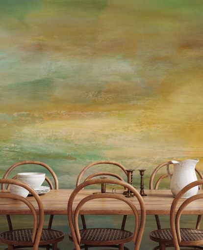 customisable abstract mural called Where Golden Light Wanders Panoramic from Annette Schmucker
