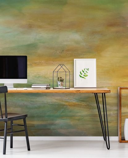 aanpasbare abstracte muurschildering genaamd Where Golden Light Wanders Panoramic van Annette Schmucker aanpasbare abstracte muurschildering genaamd Where Golden Light Wanders Panoramic van Annette Schmucker