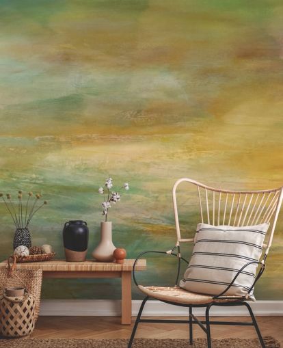 mural abstracto personalizable llamado Where Golden Light Wanders Panoramic de Annette Schmucker