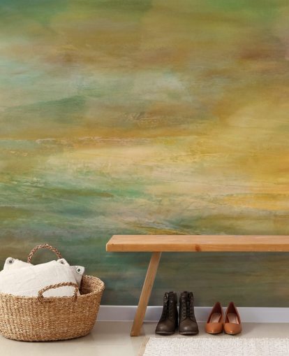 peinture murale abstraite personnalisable intitulée Where Golden Light Wanders Panoramic d'Annette Schmucker peinture murale abstraite personnalisable intitulée Where Golden Light Wanders Panoramic d'Annette Schmucker