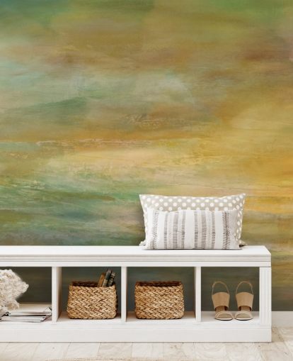 customisable abstract mural called Where Golden Light Wanders Panoramic from Annette Schmucker