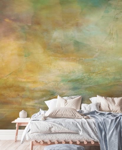 mural abstracto personalizable llamado Where Golden Light Wanders de la artista Annette Schmucker mural abstracto personalizable llamado Where Golden Light Wanders de la artista Annette Schmucker