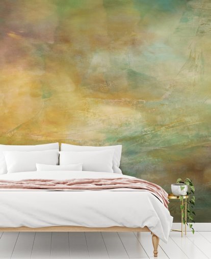 mural abstracto personalizable llamado Where Golden Light Wanders de la artista Annette Schmucker mural abstracto personalizable llamado Where Golden Light Wanders de la artista Annette Schmucker