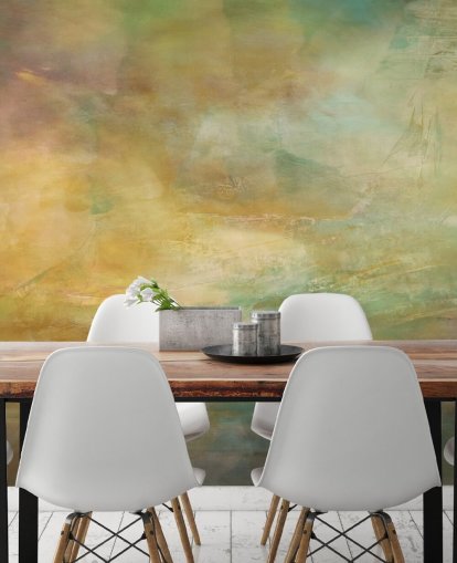 mural abstracto personalizable llamado Where Golden Light Wanders de la artista Annette Schmucker