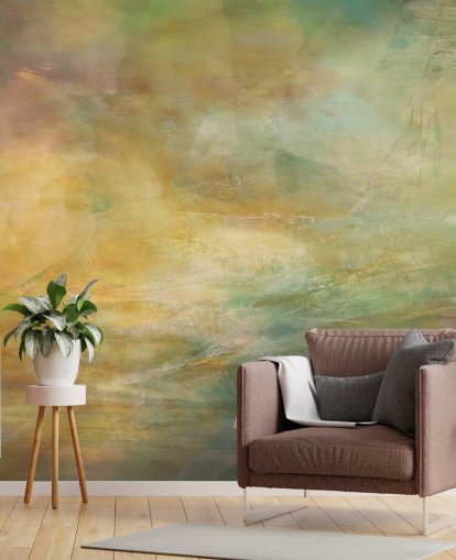 mural abstracto personalizable llamado Where Golden Light Wanders de la artista Annette Schmucker mural abstracto personalizable llamado Where Golden Light Wanders de la artista Annette Schmucker