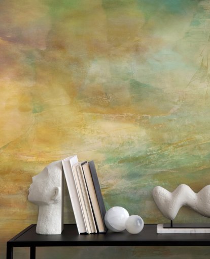 customisable abstract mural called Where Golden Light Wanders from artist Annette Schmucker